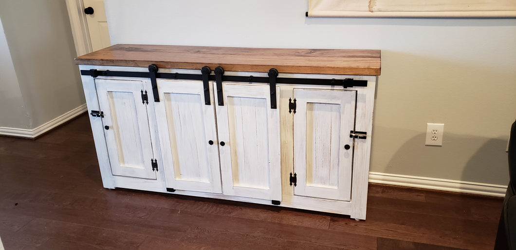 Antique White Distressed Storage Cabinet